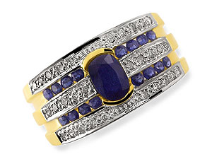 9ct gold Sapphire and Diamond Band Ring 046590-O
