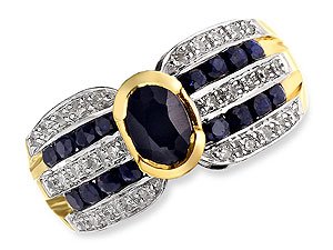 9ct Gold Sapphire and Diamond Band Ring 046592-R