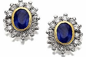 9ct Gold Sapphire And Diamond Cluster Earrings