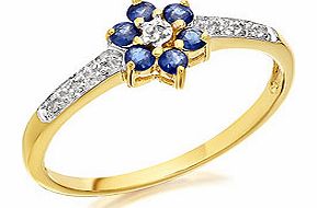 Sapphire And Diamond Cluster Ring -