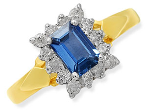 9ct gold Sapphire and Diamond Cluster Ring 046702-J