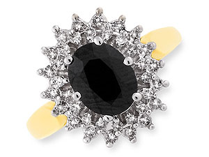 9ct gold Sapphire and Diamond Cluster Ring 046707-O