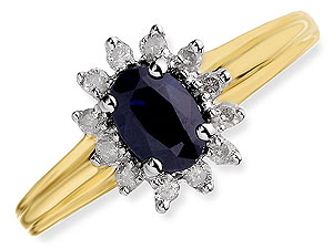 9ct gold Sapphire and Diamond Cluster Ring 046708-Q