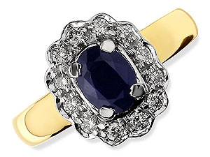 9ct gold Sapphire and Diamond Cluster Ring 046709-J
