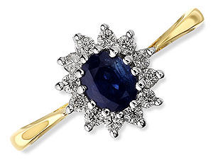 9ct gold Sapphire and Diamond Cluster Ring 046710-J