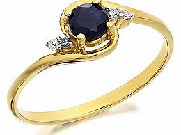 9ct Gold Sapphire And Diamond Crossover Ring -