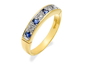 9ct gold Sapphire and Diamond Half Eternity Ring 048101-Q
