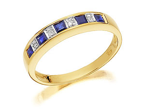 9ct gold Sapphire and Diamond Half Eternity Ring 048125-J