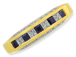 9ct gold Sapphire and Diamond Half Eternity Ring 048842-M