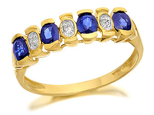 9ct Gold Sapphire And Diamond Half Hoop Ring -