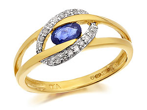 9ct Gold Sapphire And Diamond Ring - 046416
