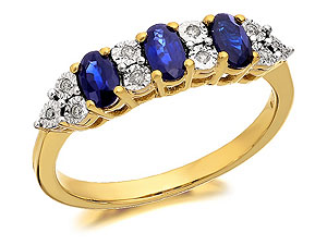 9ct Gold Sapphire And Diamond Ring - 046418