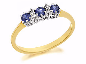 9ct Gold Sapphire And Diamond Ring - 048107