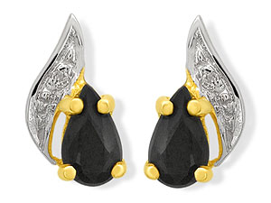 9ct Gold Sapphire and Diamond Teardrop Earrings
