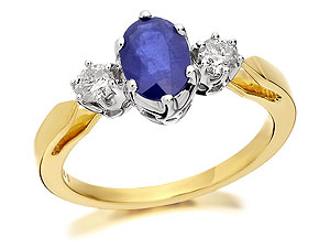 9ct Gold Sapphire And Diamond Trilogy Ring