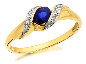 9ct Gold Sapphire And Diamond Twist Ring - 180417