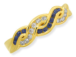 9ct gold Sapphire and Diamond Wavy Half Eternity Ring 048109-L