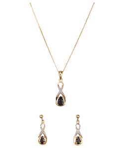 Sapphire Teardrop Pendant and Earring Set