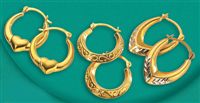 9ct gold Set Of 3 Pairs Of Creole Earrings