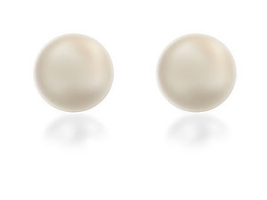 9ct gold Simulated Pearl Ball Earrings 070439