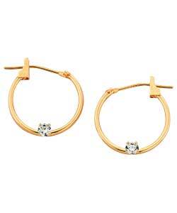 9ct Gold Single Cubic Zirconia Hoop Creole Earrings