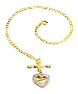 9ct gold Sister; Cubic Zirconia T-Bar Bracelet