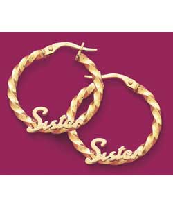 9ct gold Sister; Twisted Creole Earrings