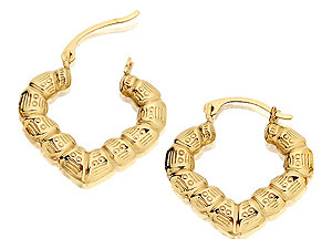 9ct Gold Small Heart Hoop Earrings 18mm - 074379