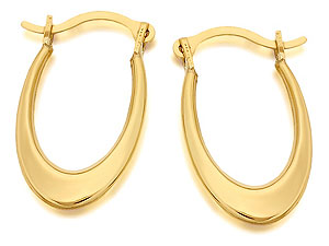9ct Gold Small Oval Creole Earrings 15mm - 074187
