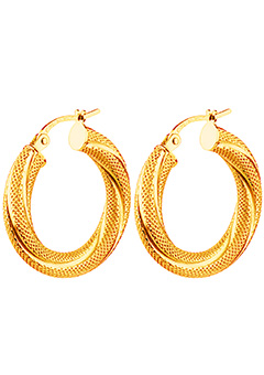 9ct gold Small Twist Effect Hoop Earrings