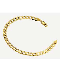 9ct gold Solid Look Gents Curb Bracelet
