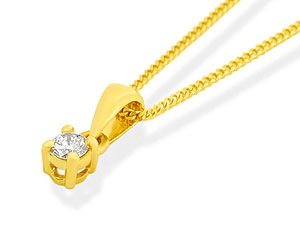 9ct gold Solitaire Diamond Pendant and Chain 045652