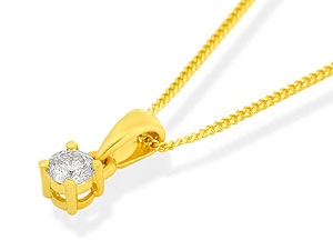 9ct gold Solitaire Diamond Pendant and Chain 045653