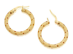 9ct Gold Sparkly Hoop Earrings 24mm - 072113