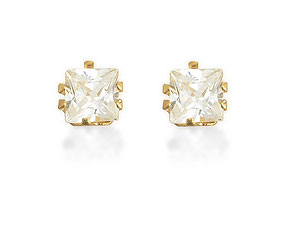 Square Cubic Zirconia Stud Earrings