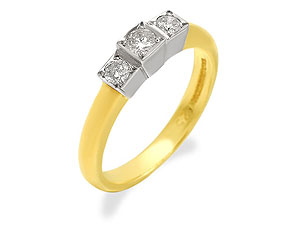 9ct Gold Square Set Diamond Trilogy Ring 0.25ct