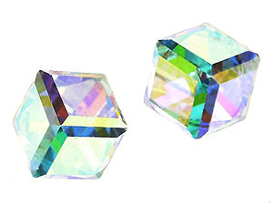 9ct Gold Swarovski Crystal Sugar Cube Earrings