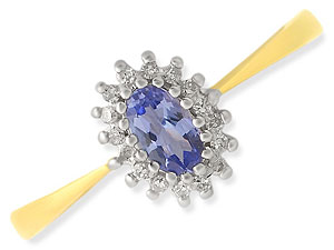 9ct gold Tanzanite and Diamond Cluster Ring 048425-P