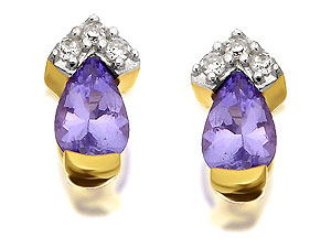 9ct Gold Tanzanite And Diamond Earrings 7mm -