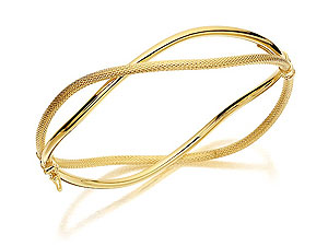 9ct Gold Textured And Plain Bangle - 078474