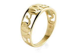9ct gold Three Elephants Ring 182607-K