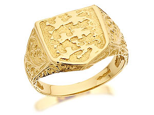 9ct Gold Three Lions Shield Signet Ring - 183404