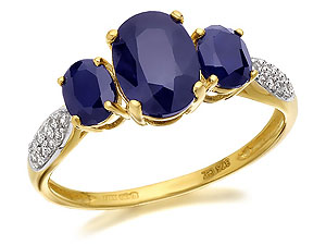 9ct Gold Three Sapphires And Cubic Zirconia Ring