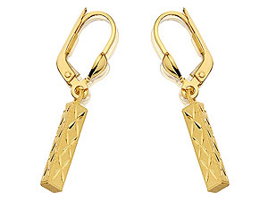 9ct Gold Triple Sided Star Earrings 25mm drop -