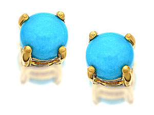 9ct Gold Turquoise Solitaire Earrings 3mm -