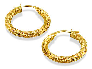 9ct Gold Twisted Mesh Hoop Earrings 20mm - 072461