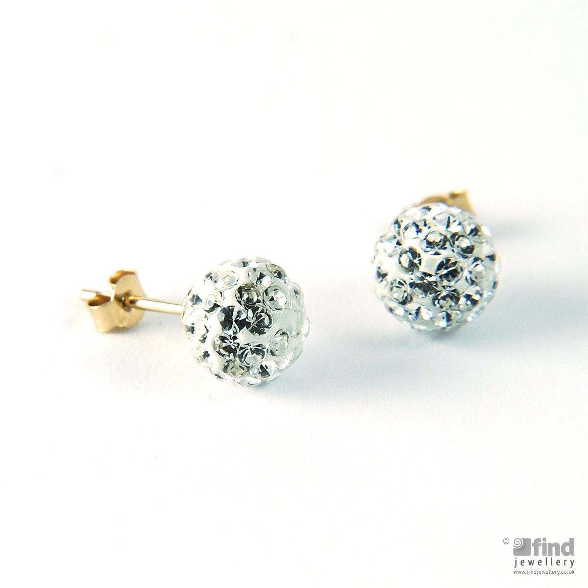 gold jewellery 9ct gold crystal ball stud earrings with t