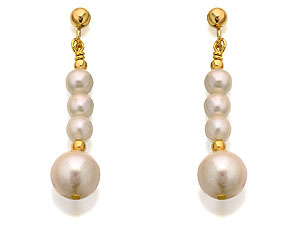 9ct Gold White Freshwater Pearl And Bead Drop