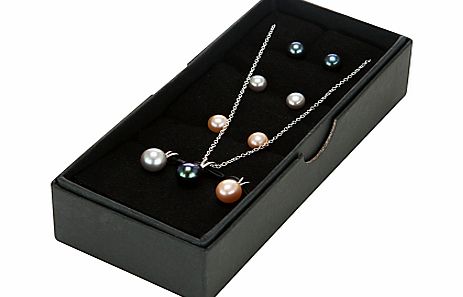 A B Davis Sterling Silver 3 Multi-Coloured Pearl