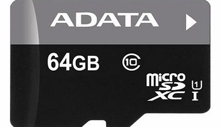 A-Data 64GB Turbo microSDXC UHS-1 CL10 Memory Card w/SD